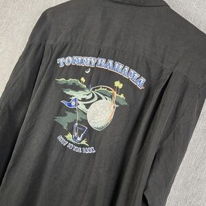 Tommy Bahama Shot In The Dark 100% Silk Button Front Shirt Mens Sz XL